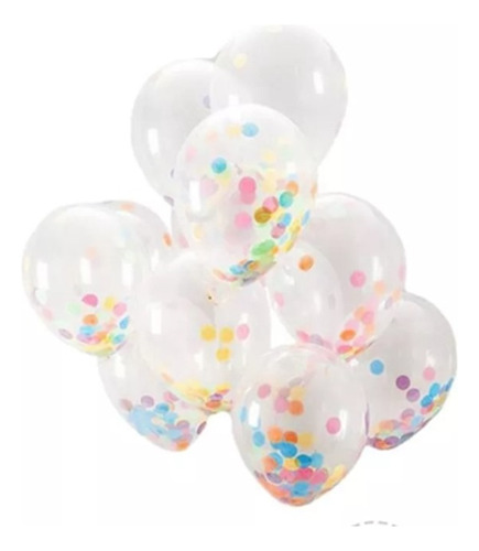 Set 6 Globo Transparente Confetti Foil Tipo Burbuja R18 45cm