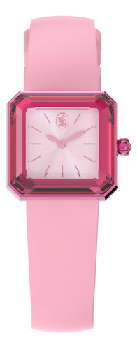 Reloj De Cristal Lucent Con Cristales Verdes Y Rosados Color de la correa Rosa claro