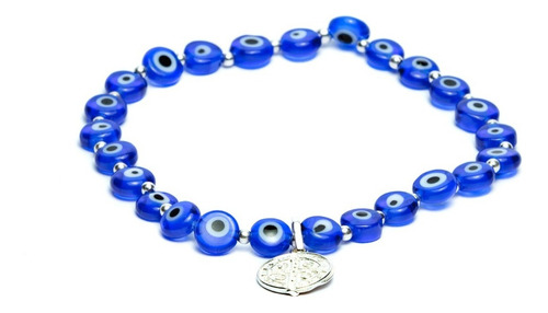 Pulsera Protección Ojo Turco Azul, San Benito Ycuentas Plata