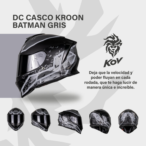 Casco Motocicleta Kov Kroon Batman Integral Certificado Ece Negro Solido L