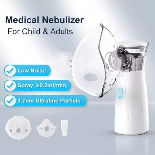 Aparelho P/ Nebulização Inalador Portatil Pilhas Usb Cor Branco