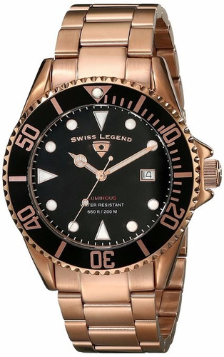 Reloj Swiss Legend Diver Dorado 200 Wr Suizo