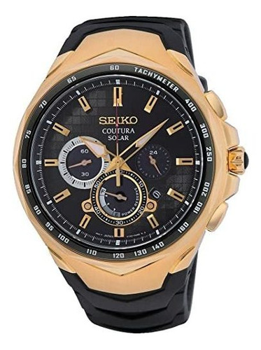 Seiko Coutura - Reloj Para Hombre Con Esfera Negra Solar