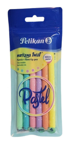 6 Plumones Plumín Colores Pastel Pelikan Markana Twist