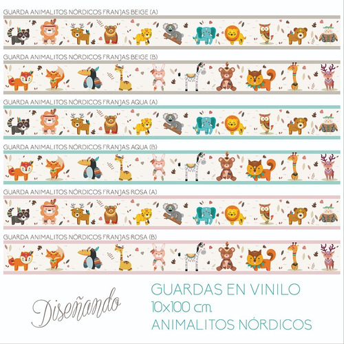 Guardas Vinilo Autoadhesivo Infantiles Nórdicos 10x100cm /2u