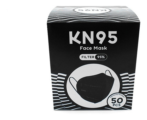 Cubrebocas Kn95 Tapabocas 50 Pz Reutilizables 5 Capas Negro