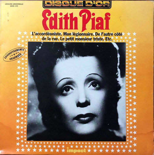 Edith Piaf. Disco Lp. Disque D Or Importado De Francia.