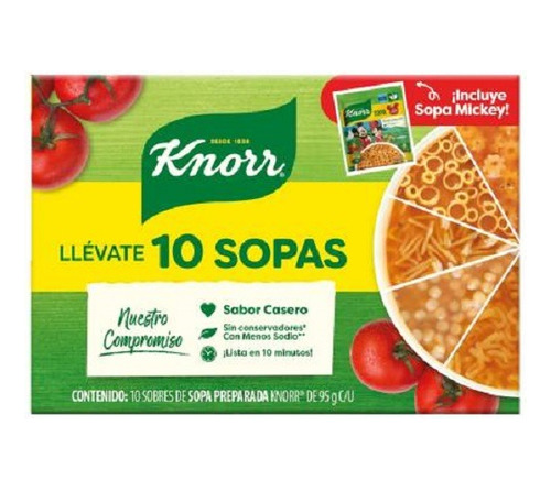 Sopa Preparada Knorr Surtida 10 Sobres De 95 Grs