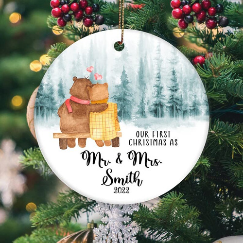 Nuestra Primera Navidad Como Mr Mrs Oso Ornamento 2022 Boda