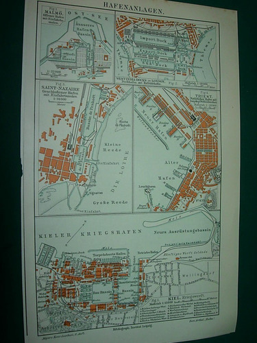 Mapa Antiguo Alemania Año 1890 Litografia Grabado Hafenanlag