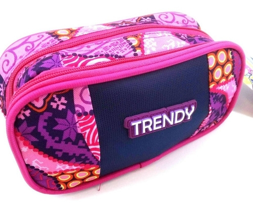 Imagen 7 de 10 de Cartuchera Escolar Estampada Dos Cierres Trendy Original