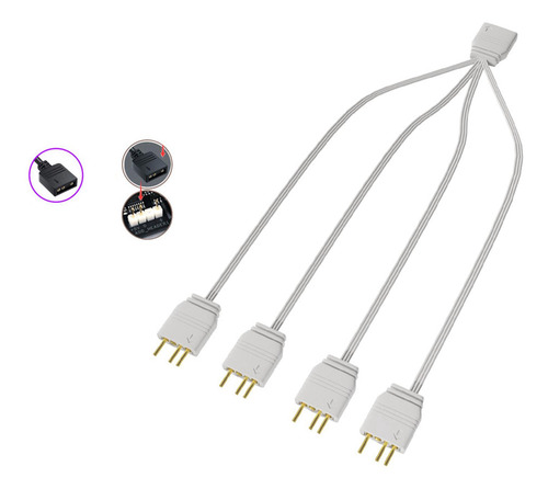Adaptador De Conector Argb Splitter 5v 3pin Para 1 A 4