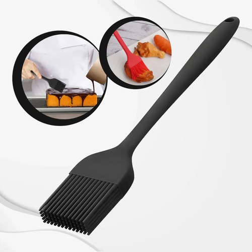 Pincel Silicone Cozinha Reforçada Culinário Cor Pincel Preto