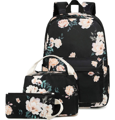 Conjunto De Mochila Lonchera Y Cartuchera Diseno Floreado