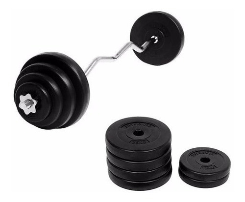 Pack Barra Curva + 40 Kg En Discos | Sd Med Mancuernas