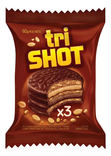 Alfajor Shot Triple Chocolate Con Leche X 60 Gr