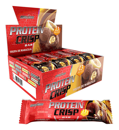 Protein Crisp Bar Display 12un de 45g cada Integralmédica Sabor: Trufa de Maracujá