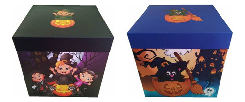 Pack 12 Cajas De Regalo Feliz Halloween 22x22 Cm