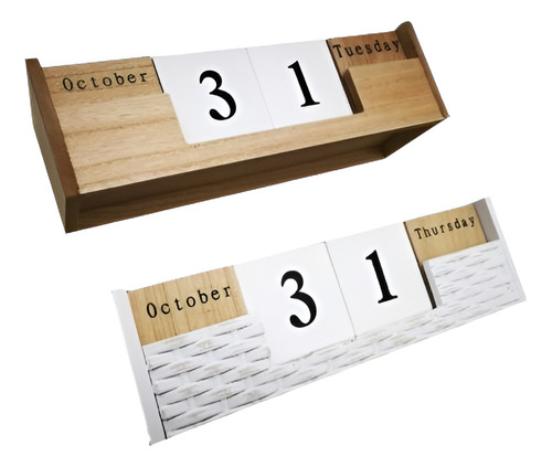 11.7x3.5x3.4 Pulgadas Mesa Oficina De Madera Calendario Mes 