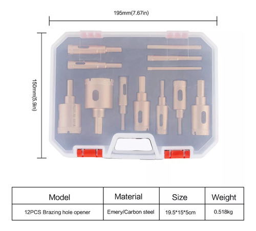 12 Kits De Fresado De Brocas Cónicas Para Azulejos Con