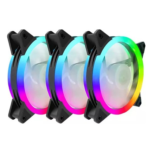 Kit 3 Fan Ventiladores 120mm Rgb 50 Modos De Luces Pc Gamer