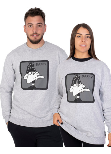 Buzo Capslab Looney Tunes Daffy Unisex Moda Gris