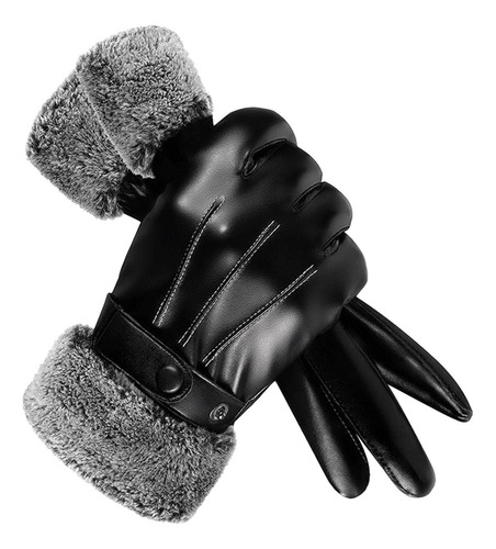 Guantes De Invierno Pu Cuero Grueso Suave Térmico Forrado