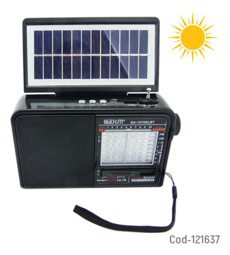 Radio Am/fm 8 Bandas Modelo Ba 1575 Con Energía Solar