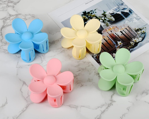 Juego De 4 Pinzas De Flores Para Cabello Grueso - Colores Ma