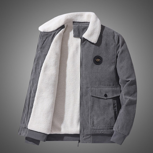 Chaqueta Cálida Para Hombre Lana De Cordero Pana Moda Casual