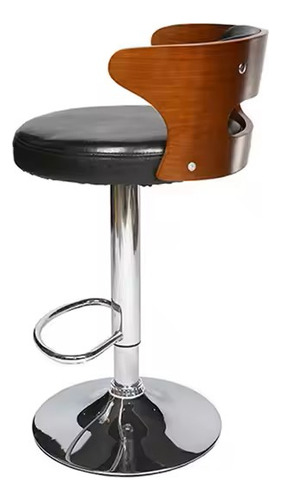 Juego De 2 Sillas Altas Giratoria Para Cocina Desayunador Piel Sintética Plateado Negro