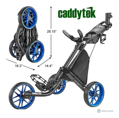 Imagen 1 de 9 de Kaddygolf Carro Manual Golf Caddytek Ez - 3 Ruedas  
