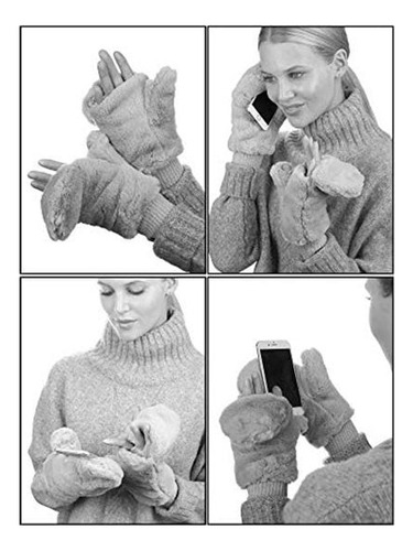 C.c Guantes De Manoplas Convertibles Con Forro De Sherpa Sin
