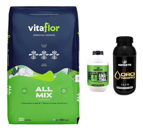 Sustrato Vitaflor Allmix 50lts Con Amazonia Oro Negro 500ml