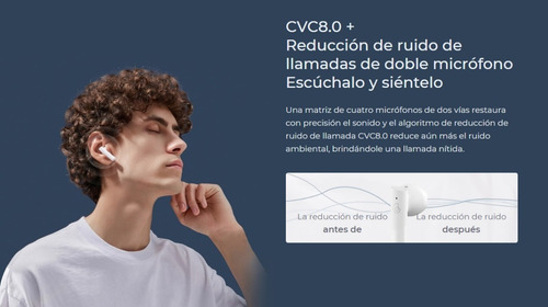 Auriculares in-ear gamer inalámbricos Haylou T Series MoriPods azul con luz LED
