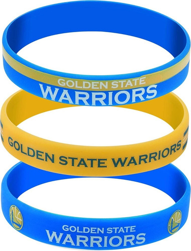 Pulseira De Silicone Golden State Warriors Kit C/3 Unidades Comprimento 10 Cm Diâmetro 10 Cm