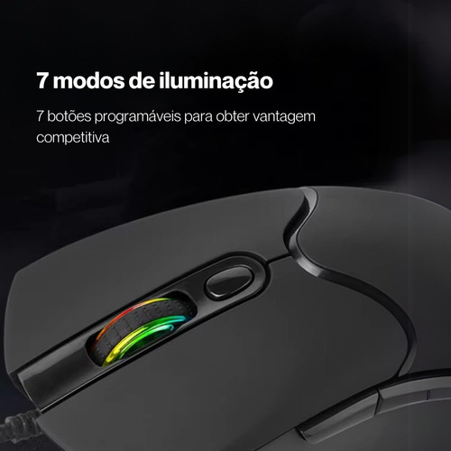 Mouse para jogos retroiluminado Xtrike Me Gm217 com cabo USB 2.0 para PC, notebook de 3600 Dpi - preto