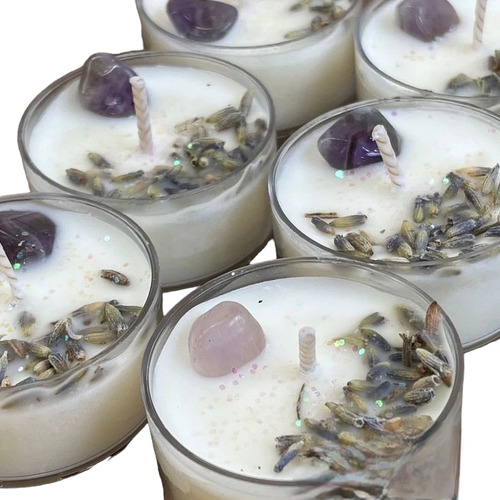 Velas Veganas Aromaticas Con Piedras Y Flores