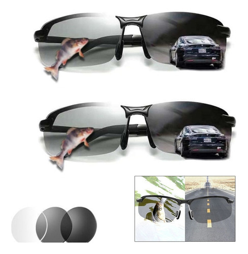 2 gafas de sol deportivas fotocromáticas con montura polarizada en negro y gris