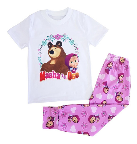 Pijama Conjunto Manga Corta Moda Infantil Masha Y El Oso