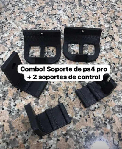 Combo Soporte De Pared Ps4 Pro + 2 Soportes De Control