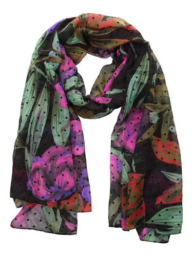 Pañuelo Desigual Floral Con Lunares De Terciopelo