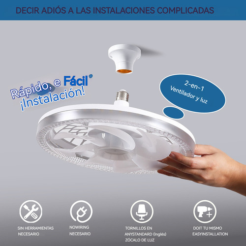 Ventilador De Techo Redondo Con Luz Led Regulable, Control