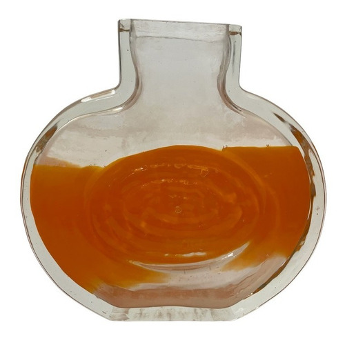 Florero Jarron Diseño Querandi Naranja Cristal Vidrio Arte
