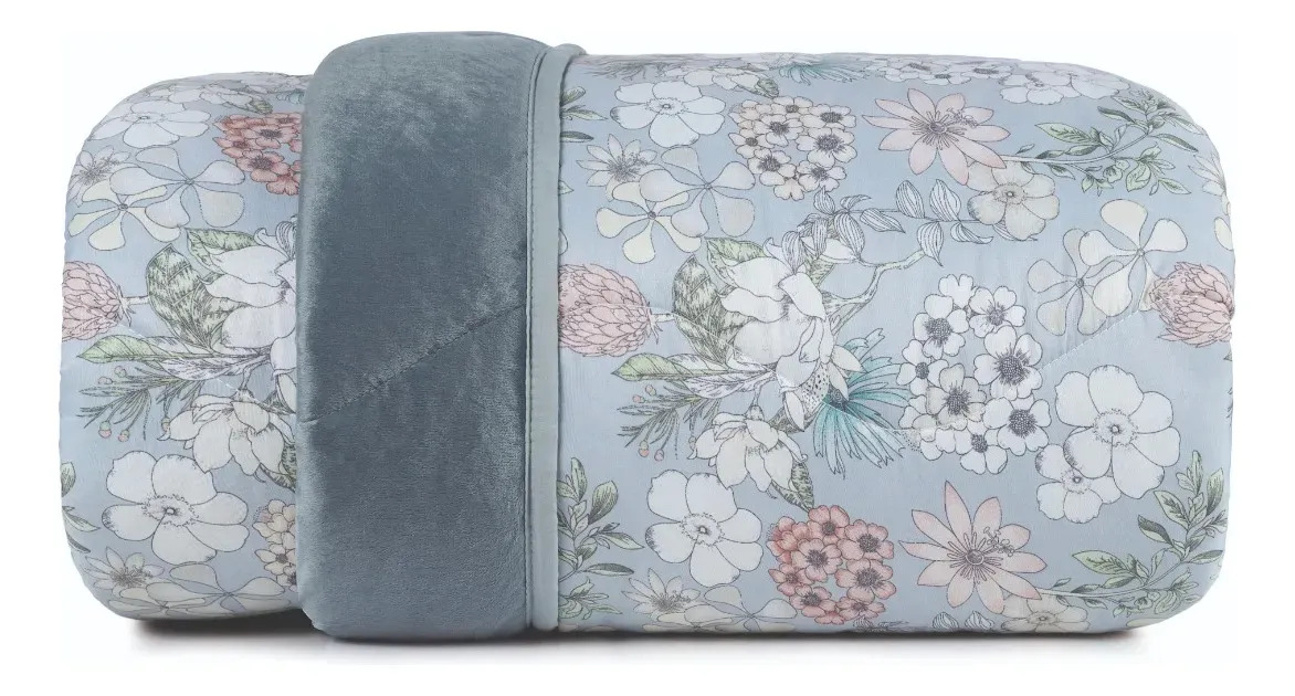 Edredom Altenburg Edredom Blend Comfort solteiro diseño florido color azul de 1.5m x 2.2m