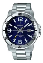 Comprar Relógio Casio Collection Masculino Prata Mtp-vd01d-7evudf-br Correia Prateado Bisel Prateado Fundo Azul-marinho