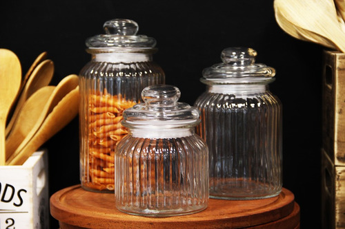 Set 2 Frascos De Vidrio Medianos Con Tapa A Presión 650 Ml
