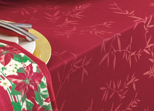 Mantel Navidad Rojo Karsten Jacquard Redondo Siempre Limpio