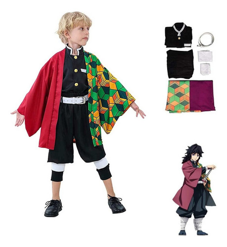 Traje De Kimono De Demon Slayer Tanjirou Para Niños