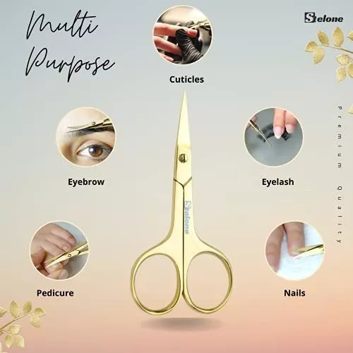 Stelone Professional Grooming Scissors - Eyebrow Scissors - Small Curved  Stainless Steel Manicure & Beauty Scissor for Women